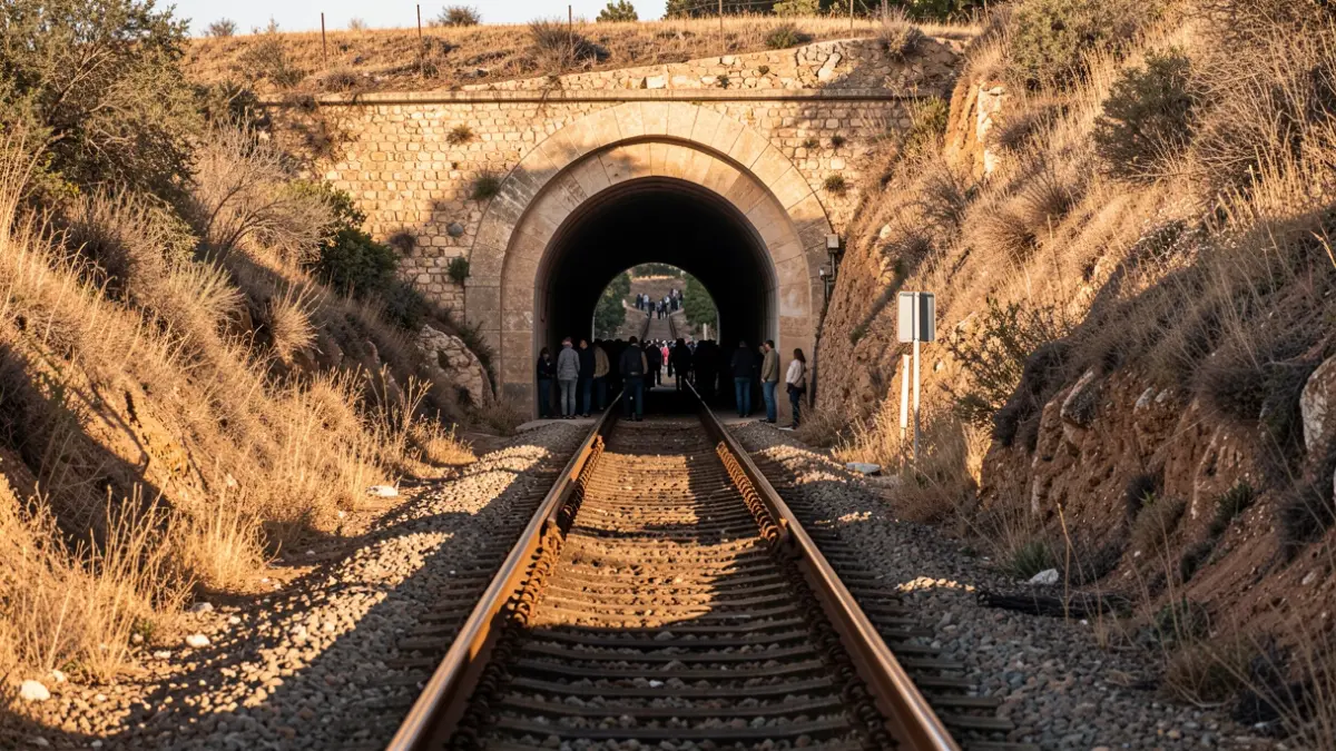 Imagen genérica de vías de tren en un túnel en Andalucía.