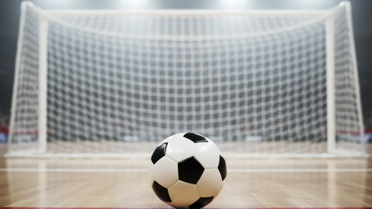 Imagen genérica de un balón de fútbol sala en una cancha.