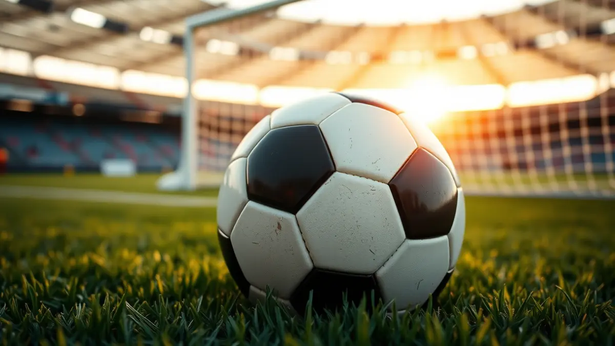 Generic image of a soccer ball on a stadium pitch.