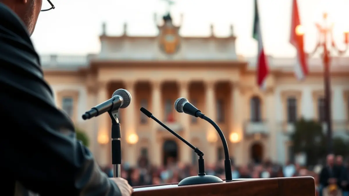 Imagen genérica de un micrófono en un podio, simbolizando el discurso político.