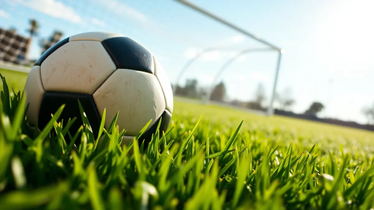 Generic image of a soccer ball on grass.