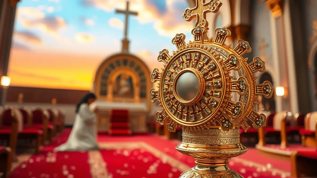 Image of the Seville Eucharistic 2026 poster, showing a monstrance and acolytes.