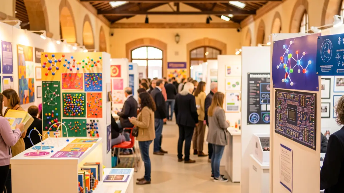 Generic image of a science fair with student projects and displays.