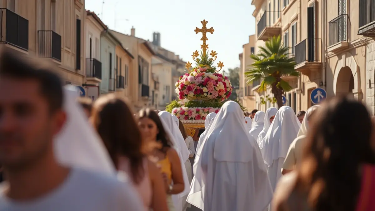 Image of a religious procession in the streets of Cordoba.