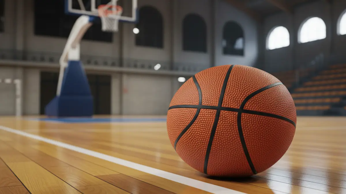 Generic image of a basketball on a court.