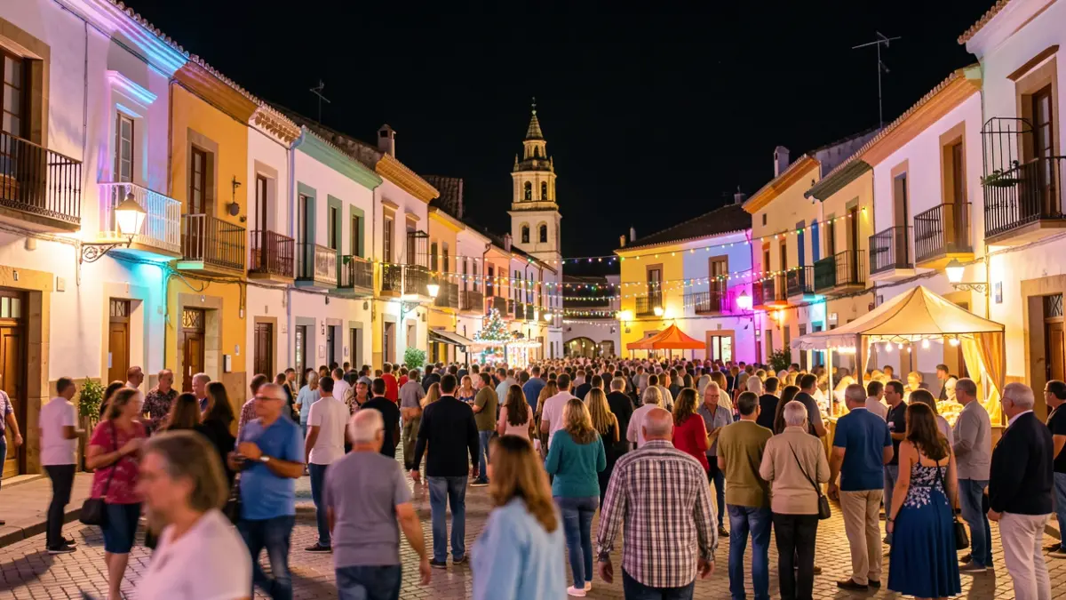 Imagen genérica de una feria andaluza con luces y ambiente festivo.