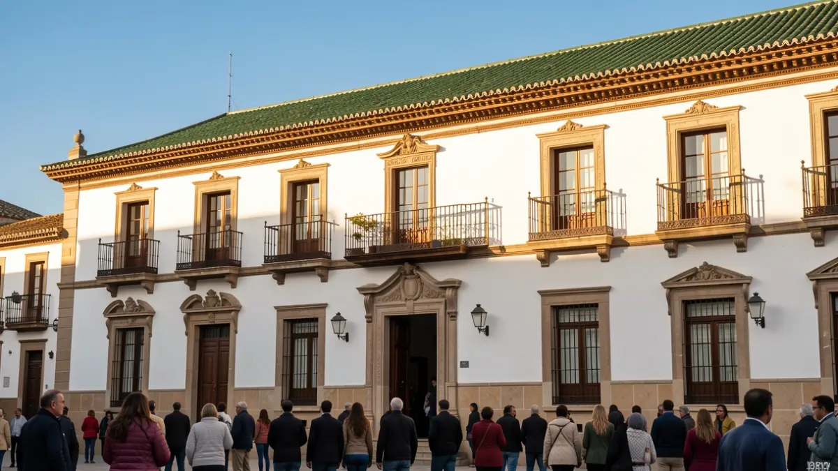 Fachada de la histórica Biblioteca del Salón en Granada, con arquitectura andaluza tradicional.