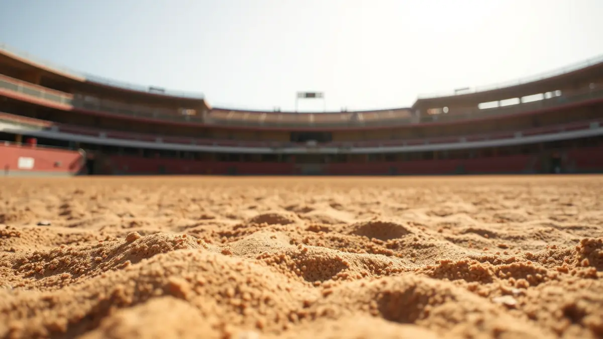 Generic image of a bullfighting arena's sand under the Andalusian sun.