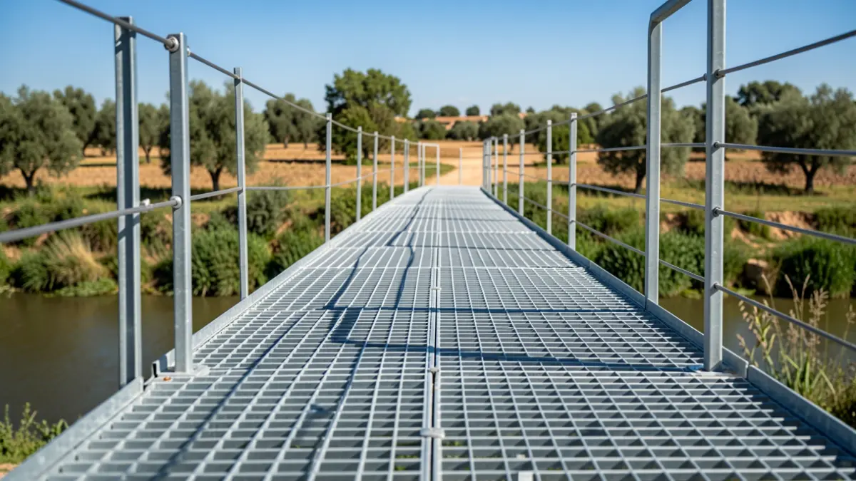 Imagen de la nueva estructura metálica del Pontón de Caramelo sobre el río Palmones.