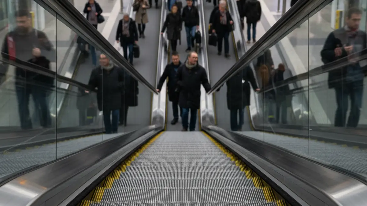 Imagen genérica de una escalera mecánica en una estación de tren.