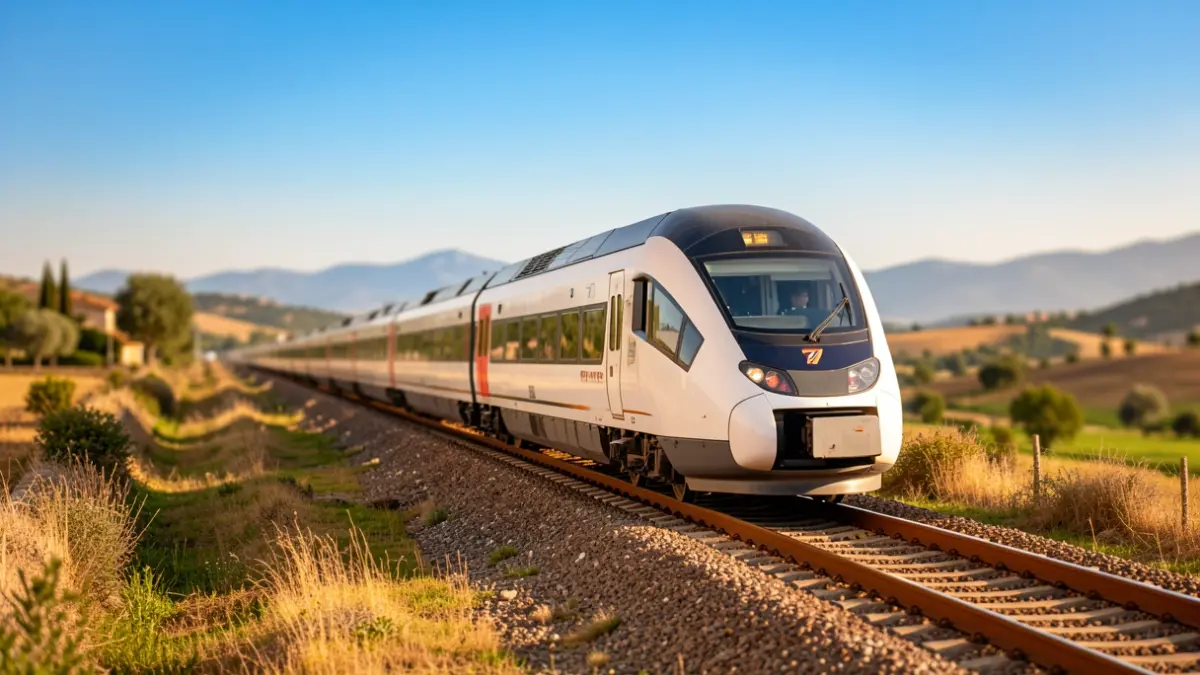Imagen genérica de un tren de alta velocidad circulando por una vía ferroviaria.
