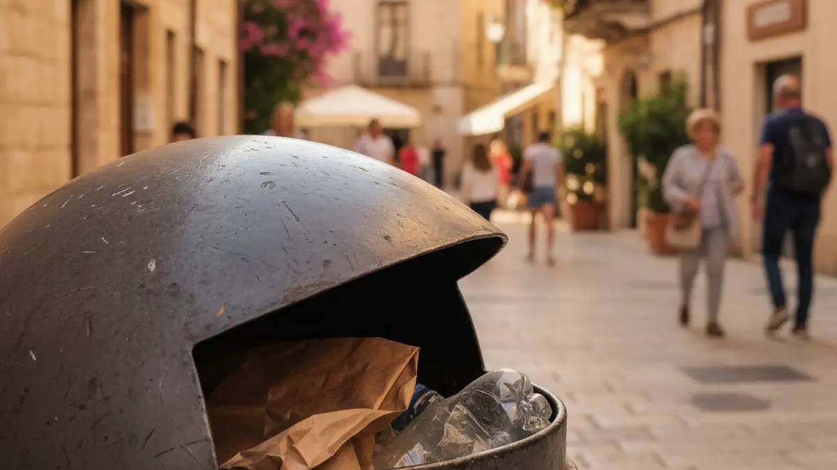 Generic image of an underground waste container, with the lid slightly ajar.