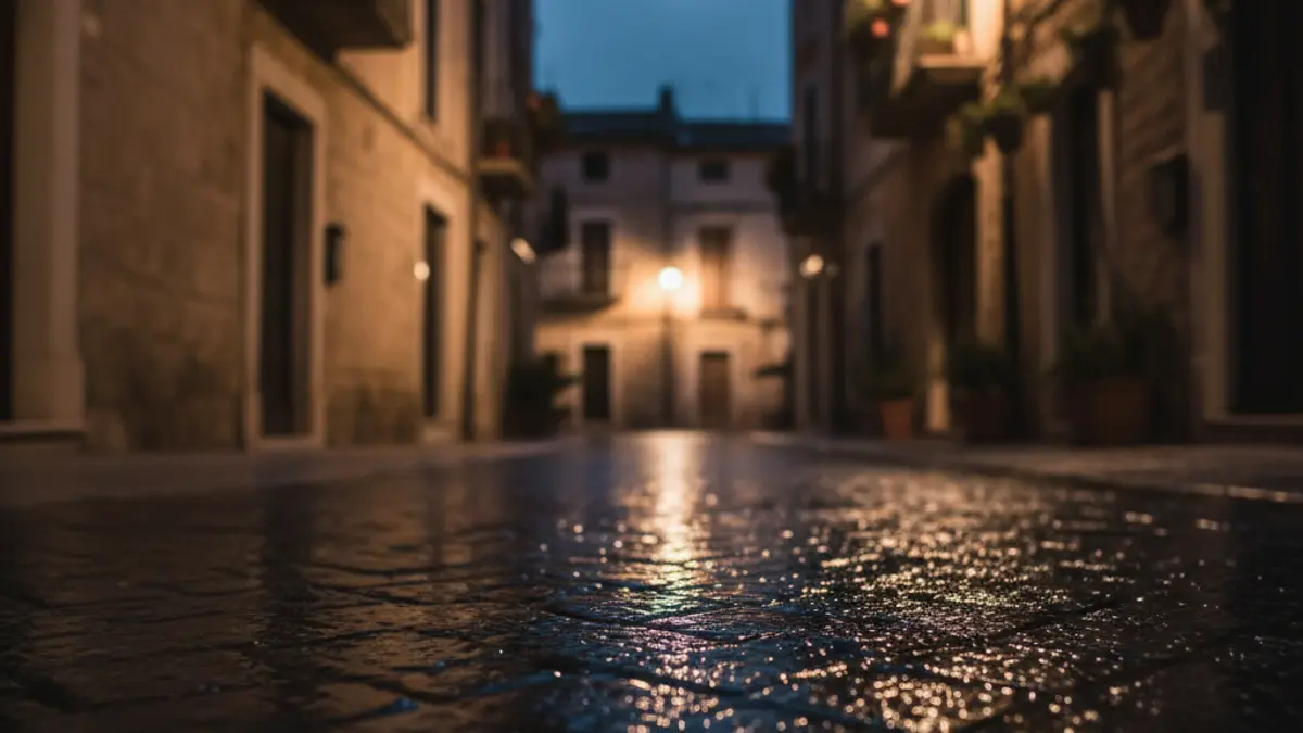 Generic image of emergency lights reflecting on wet asphalt.