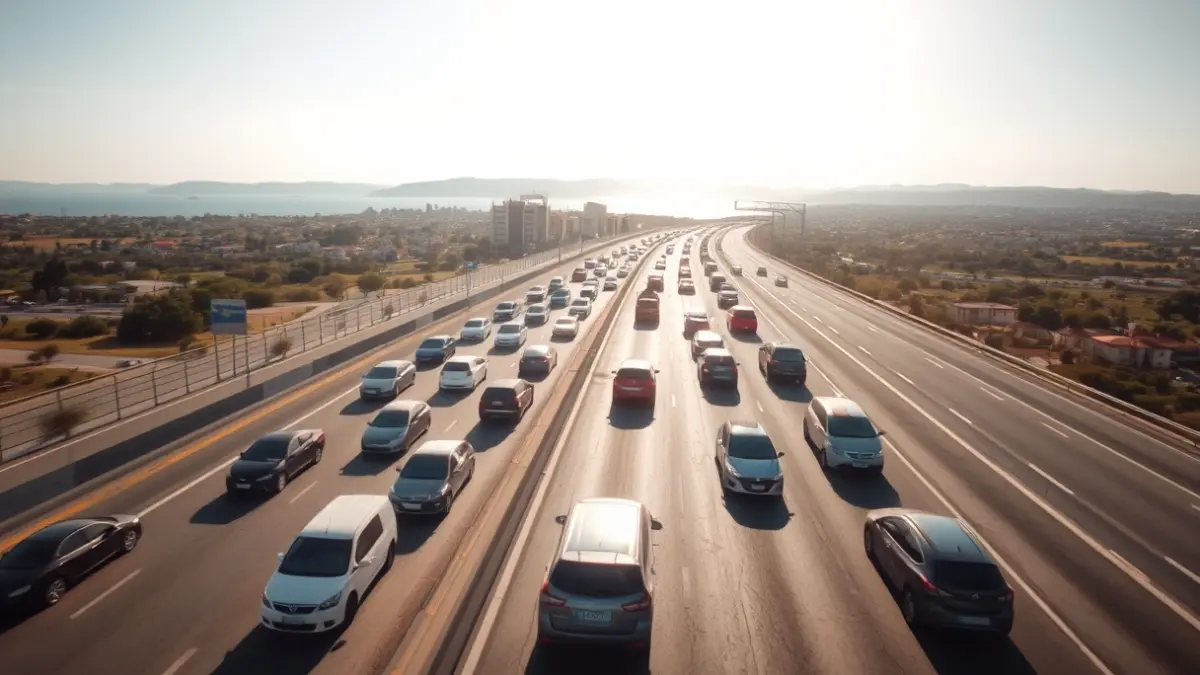 Generic image of a highway with dense traffic during a holiday weekend.