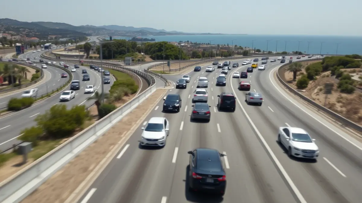 Imagen genérica de tráfico intenso en una autopista durante una operación salida.