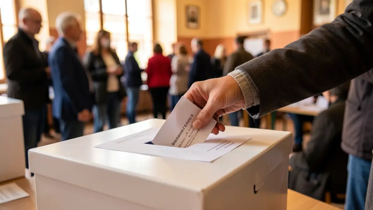 Generic image of a ballot box with a hand casting a vote.