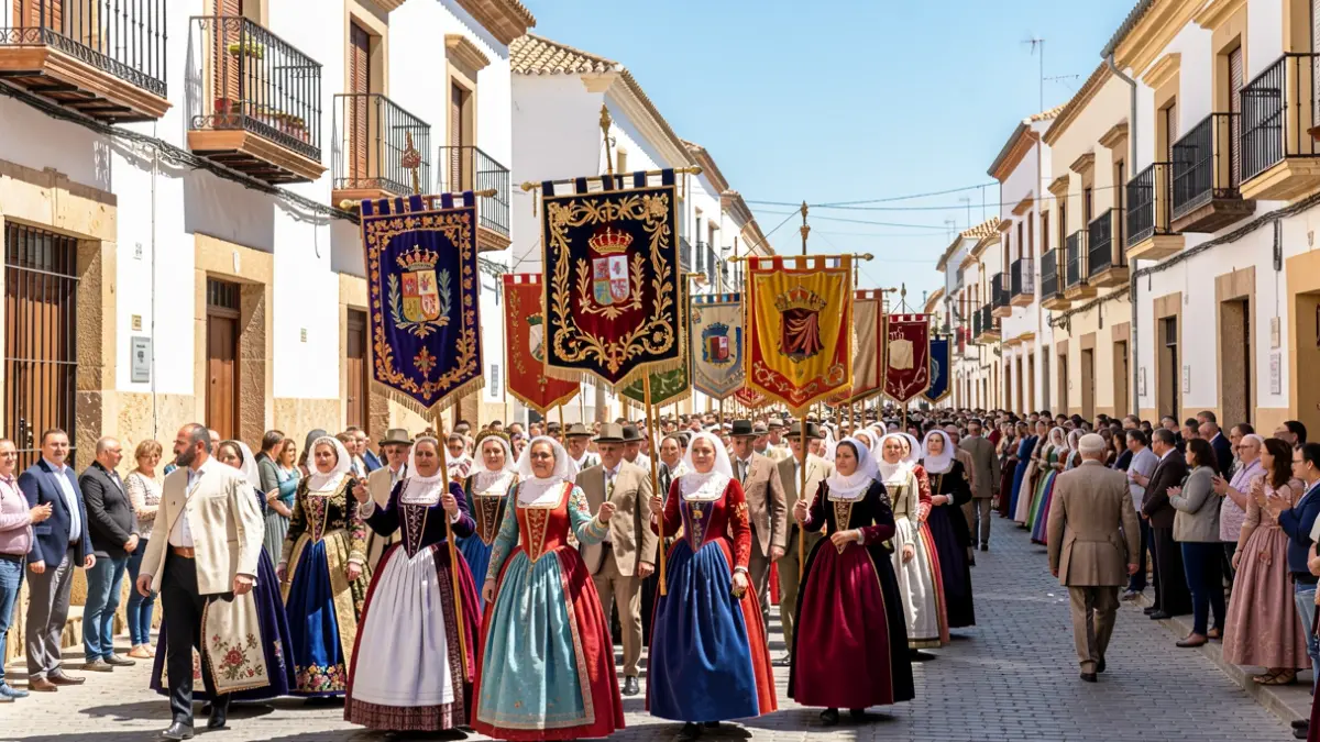 Imagen genérica de una procesión religiosa en Andalucía con ambiente festivo.