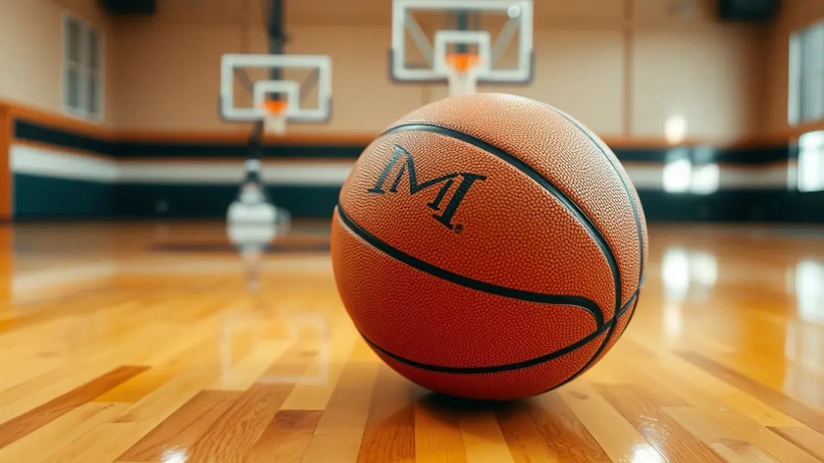 Generic image of a basketball on a court.