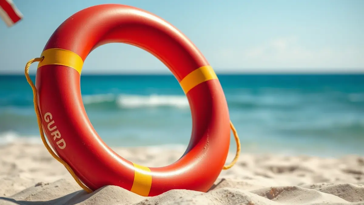 Generic image of a lifeguard's buoy on a beach, symbolizing water safety.