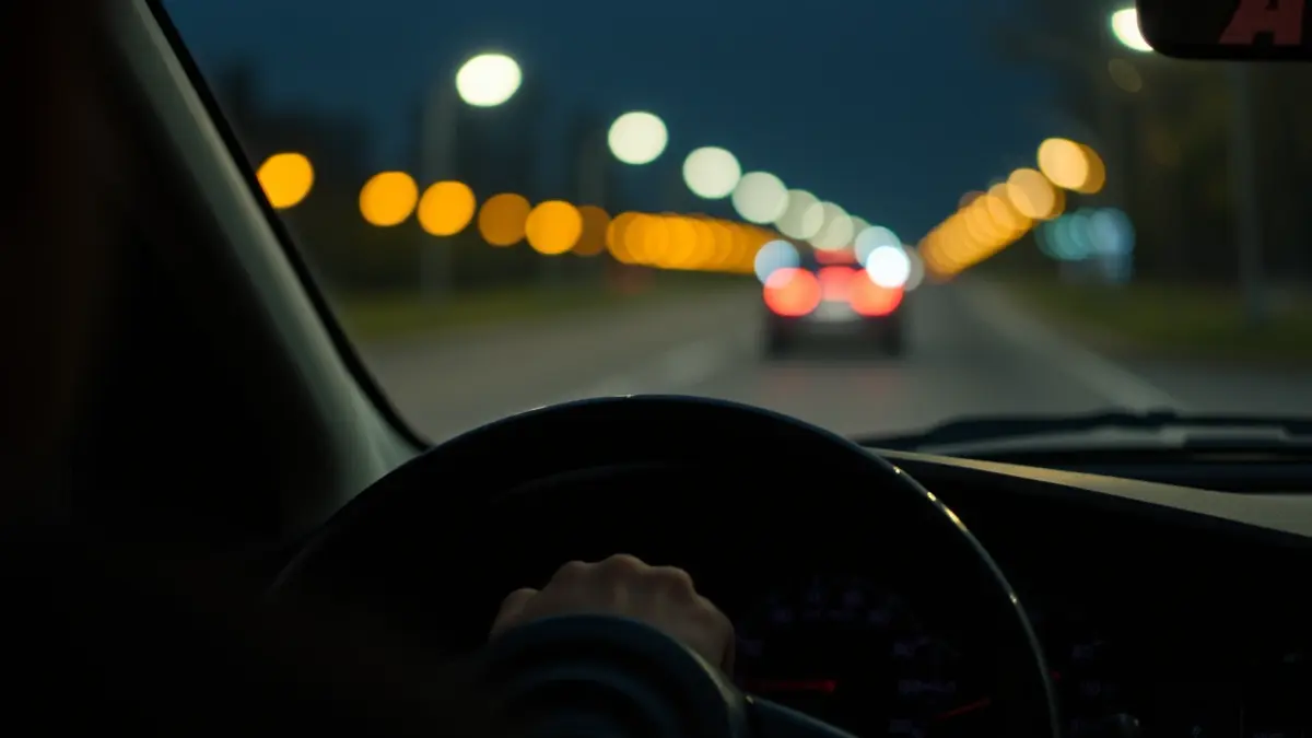 Generic image of a car interior at night, suggesting someone sleeping in the vehicle.