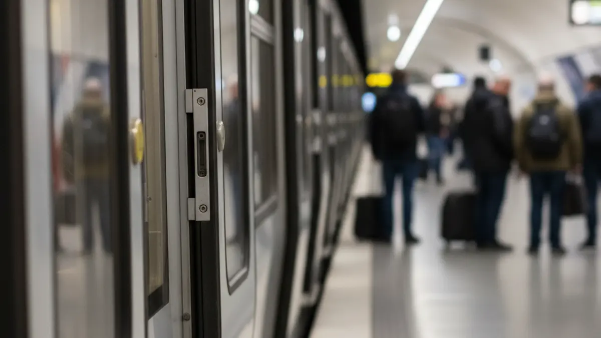 Generic image of a metro train door during a strike.