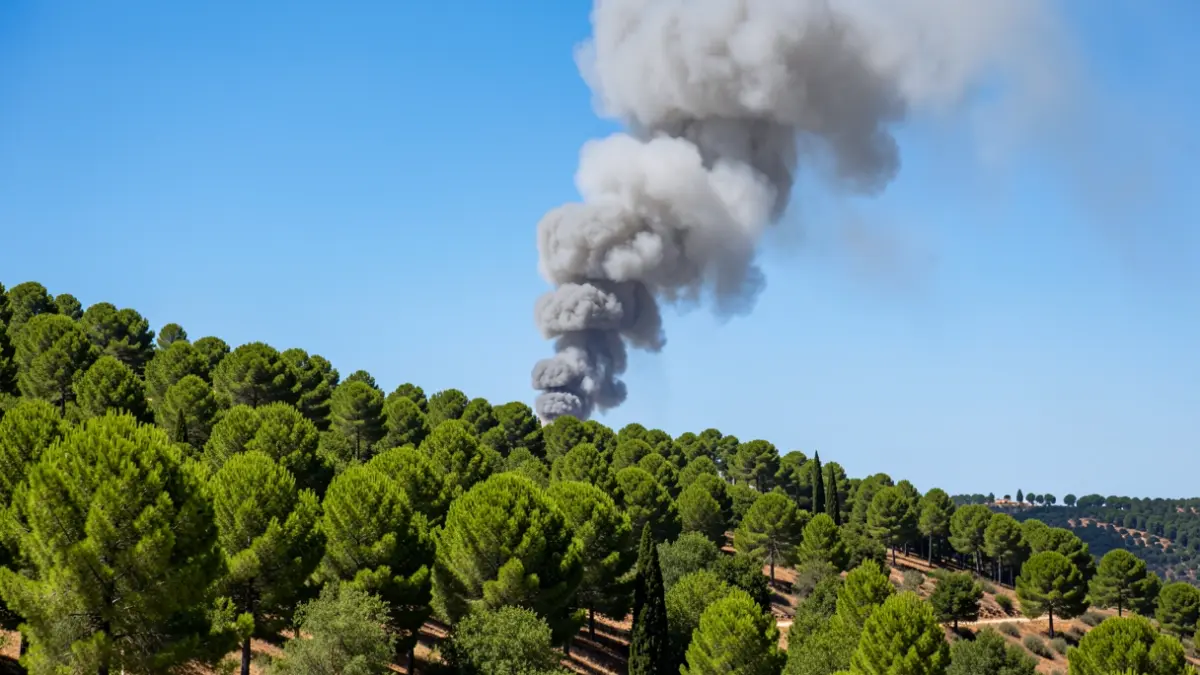 Generic image of wildfire smoke on an Andalusian hillside.