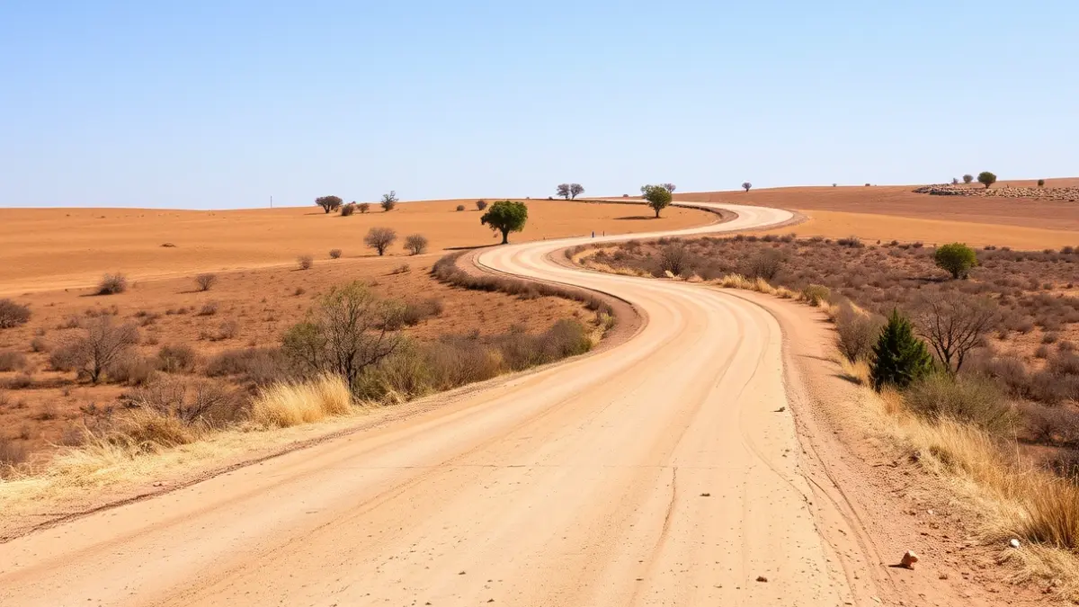 Imagen genérica de un camino rural en Andalucía, evocando la ruta del Rocío.
