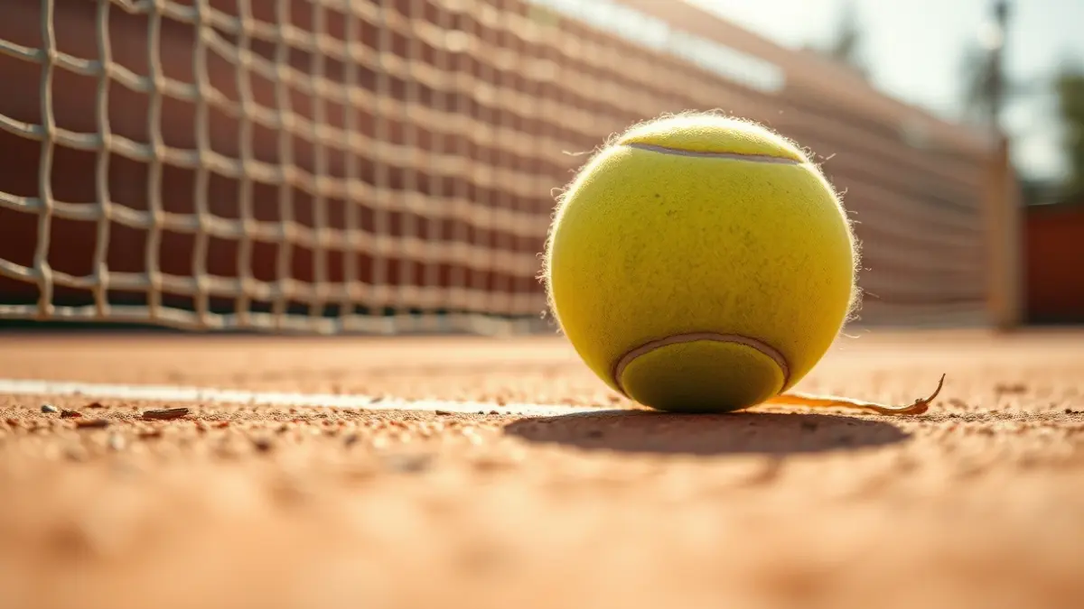Imagen genérica de una pelota de tenis en una pista de tierra batida.