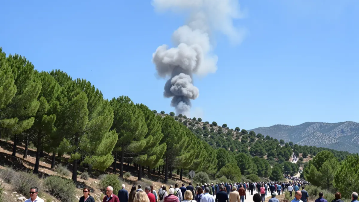 Columna de humo sobre una ladera boscosa en la Sierra de Gádor.