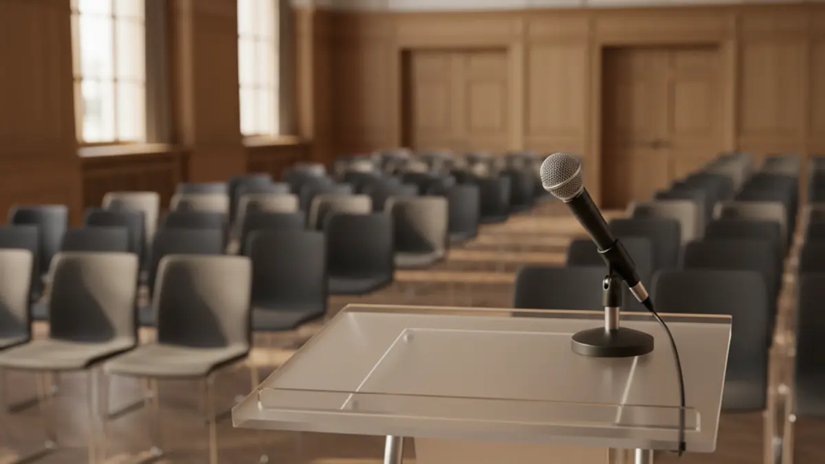 Imagen genérica de un micrófono en un podio, simbolizando un debate político o una rueda de prensa.