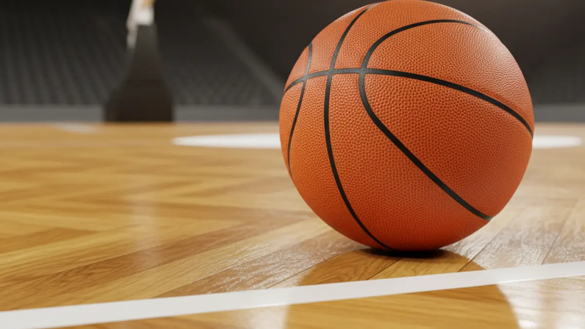 Generic image of a basketball on a court.