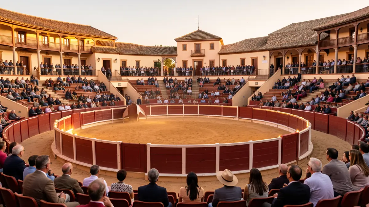 Imagen genérica de una plaza de toros en Andalucía al atardecer.