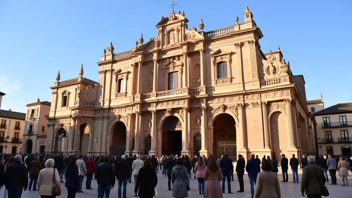 Fachada de la Catedral de Córdoba bajo el sol de la tarde.