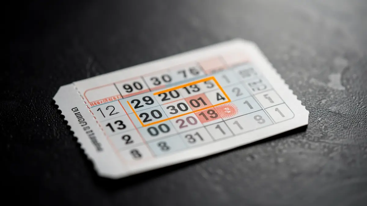 Close-up of a lottery ticket with a winning code highlighted.