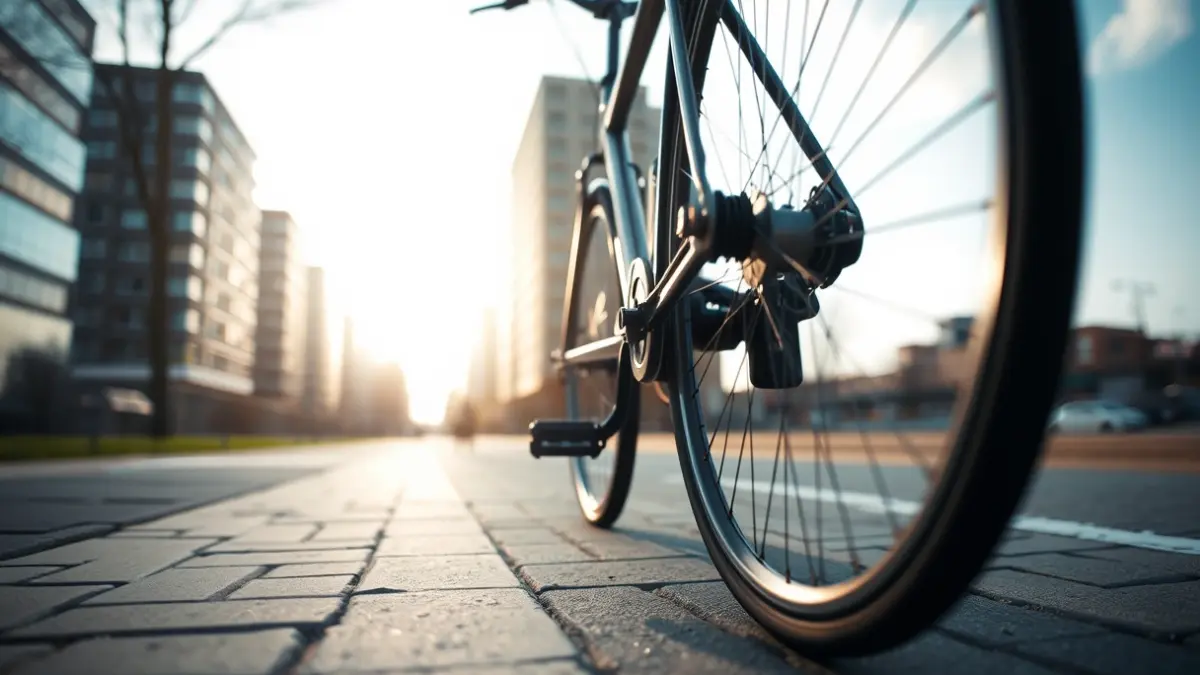 Imagen genérica de una bicicleta en un carril bici urbano.