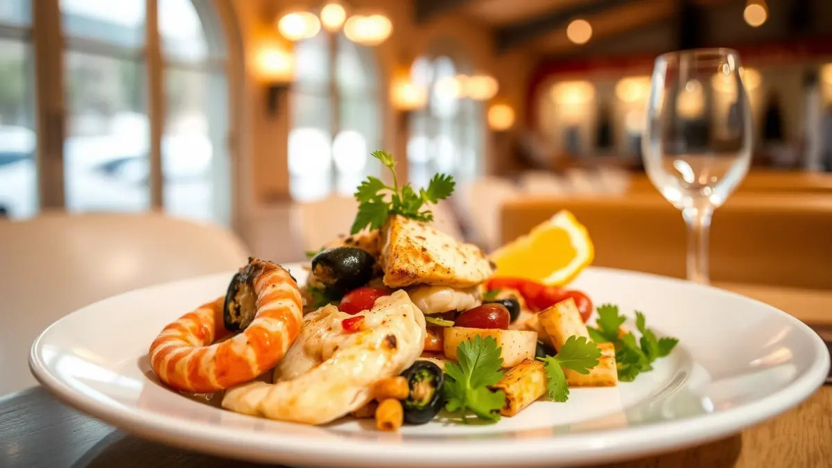 Generic image of a seafood dish in a restaurant.