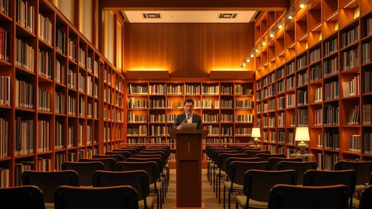 Imagen genérica de una librería con ambiente acogedor y mesas para leer.