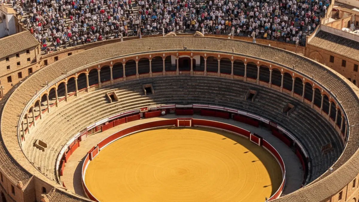 Imagen genérica de una plaza de toros vacía bajo el sol.