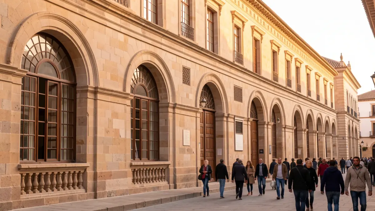 Fachada de un edificio histórico con elementos arquitectónicos andaluces.