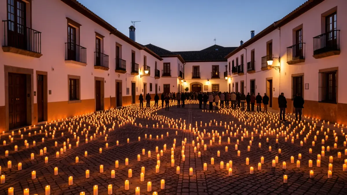 Generic image of the Night of Candles in Vejer de la Frontera, with streets illuminated by thousands of candles.