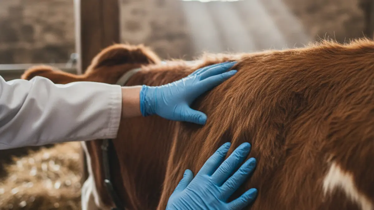 Generic image of a veterinarian examining a large animal.