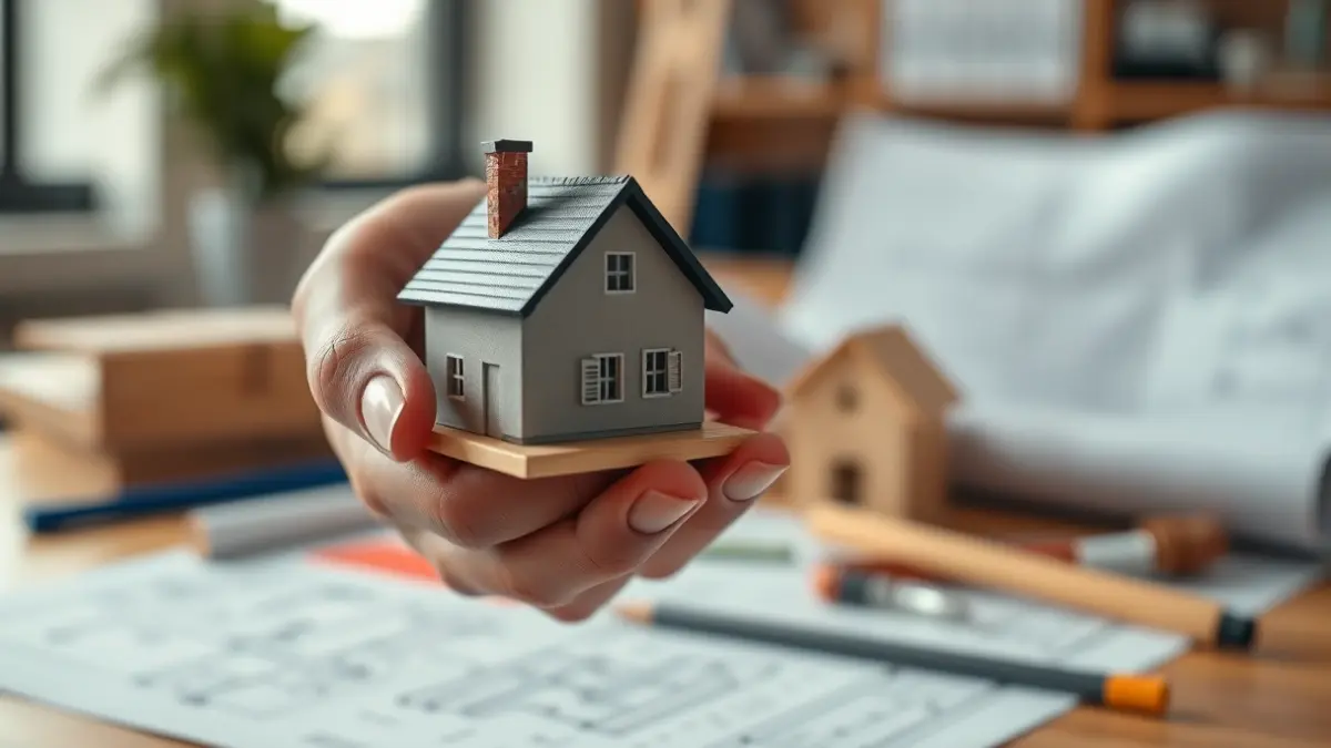 Imagen genérica de una mano sosteniendo una figura de casa, con planos borrosos de fondo.