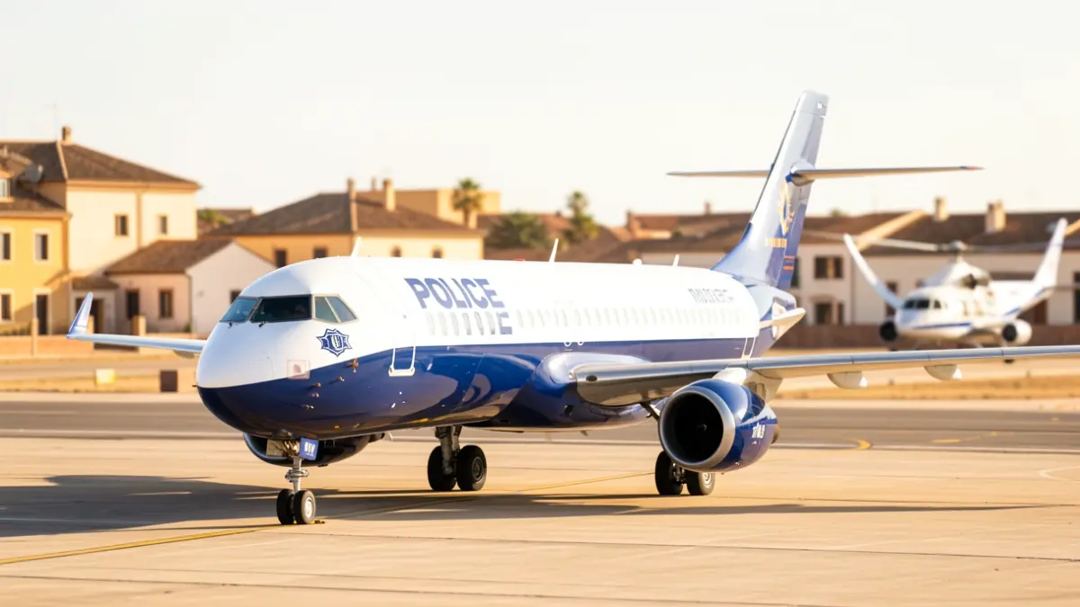 Avión de la Policía Nacional y helicóptero del Ejército del Aire en el aeropuerto de Almería.