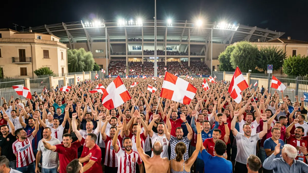 Generic image of fans celebrating before a football match.