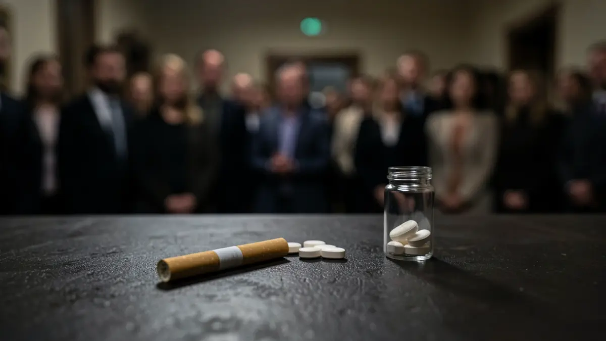 Imagen genérica de un cigarrillo y pastillas, simbolizando problemas de salud mental y adicción.