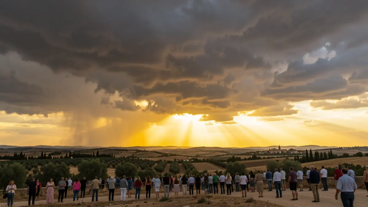 Sky with storm clouds and intense sun over the province of Jaén.