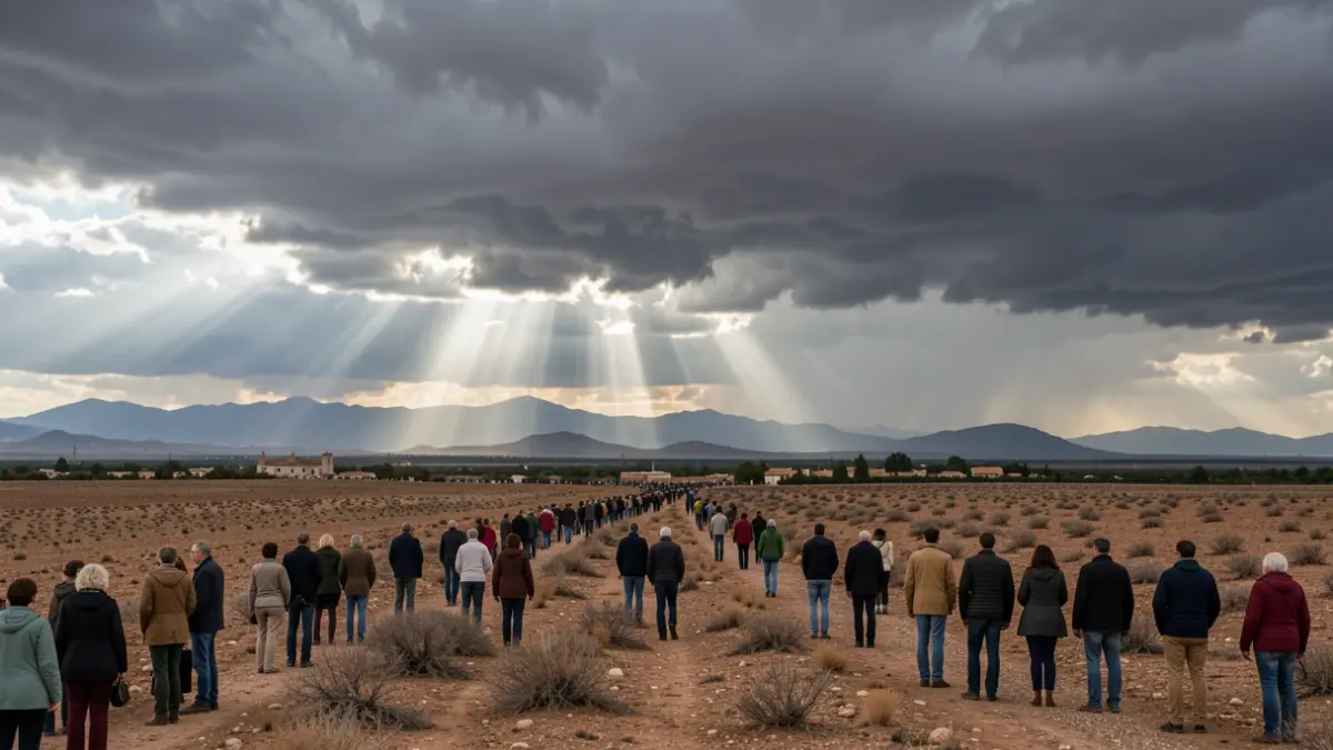 Generic image of storm clouds over an arid Andalusian landscape.
