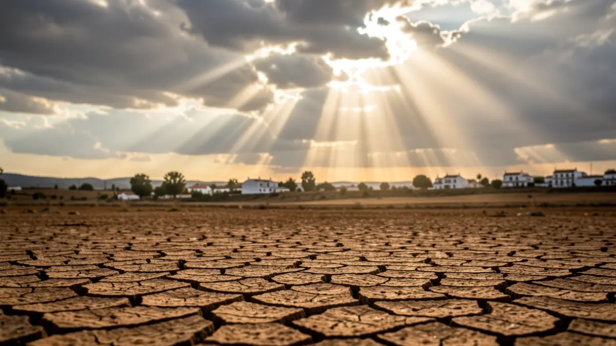Generic image of a scorching sun over dry earth in Andalusia.
