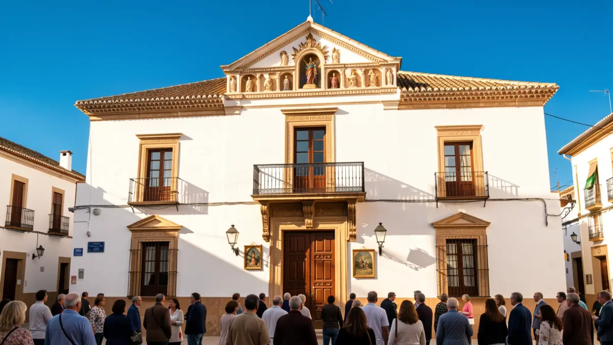 Facade of the Alhabia Town Hall with the Virgen de la Visitación as honorary mayor.