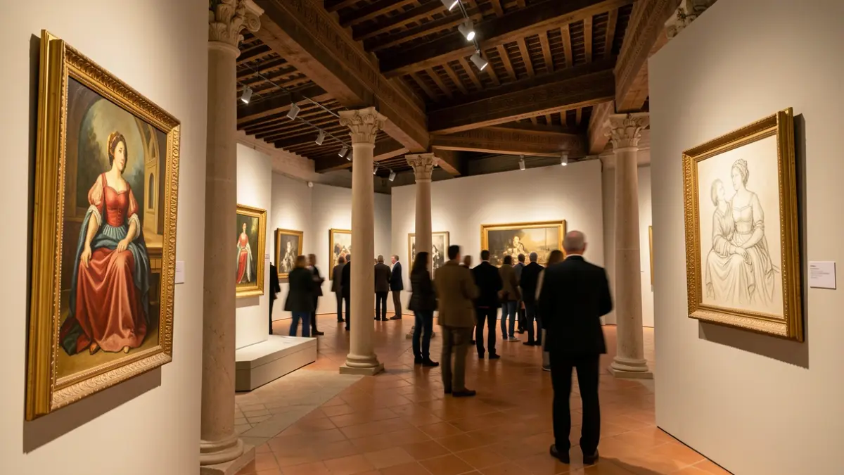 Generic image of an art exhibition in an Andalusian museum, highlighting works by María Moreno and Antonio López.